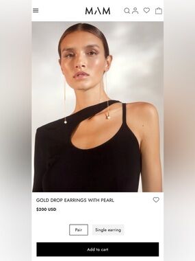 MAM Pearl Drop Earrings, rose gold, NWOT